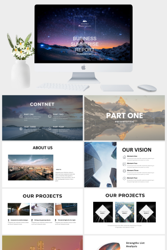 总结汇报PPT模板下载 – 雪山夜空意境风，轻松打造难忘汇报印象-资源大师网