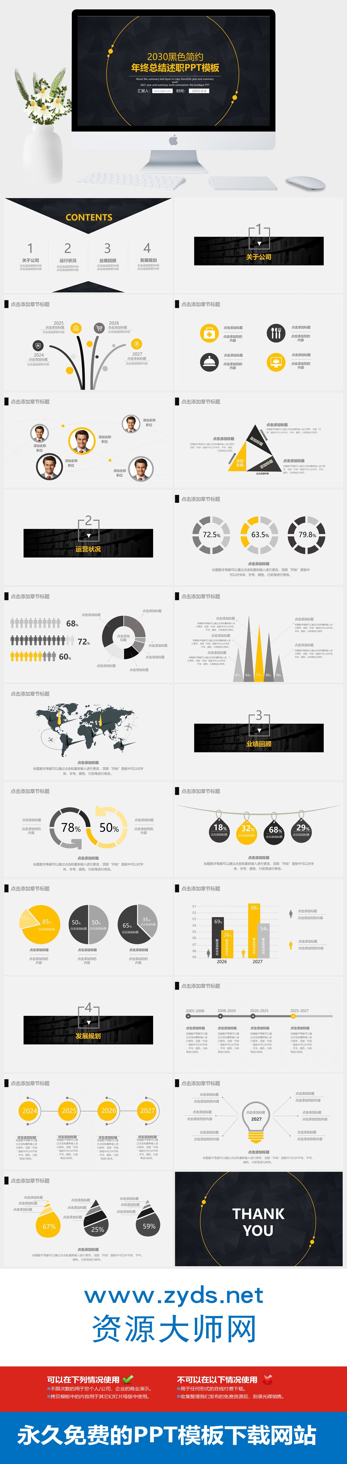 图片[1]-年终总结述职PPT模板下载 – 黑色简约风，让汇报更有分量与记忆点